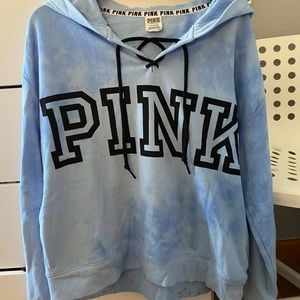 blue tie dye “PINK” sweatshirt
